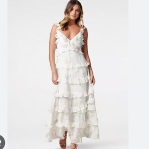 Ever New Joyce Ruffle midi dress in Soft Botanica floral size US 10 NWT